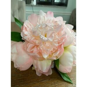 Pink Cream-colored Artificial Peony Bouquet 10"